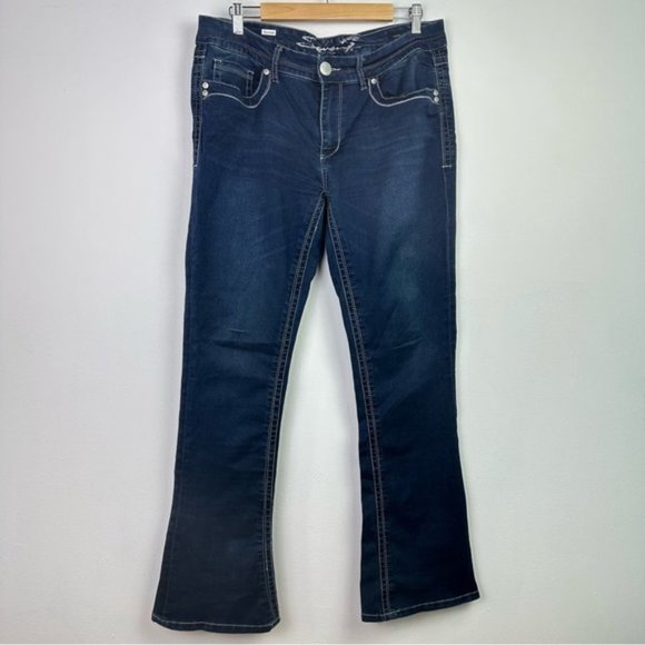 SEVEN7 Rocker Slim Bootcut Embellished Jeans 14 - Picture 2 of 12